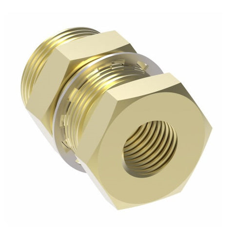 Brass Bulkhead Coupling, 1/4 FP